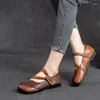 Casual Shoes Koznoy 1.5cm Ethnic Mules Genuine Leather Summer Women Softs Soled Hook Flats Leisure Slip On Oxfords Loafers Mary Jane