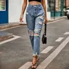 Women's Jeans Overalls Y2k Street Wool Edge Straight Nine Pointed Denim Pants Casual Ankle-Length Ladies