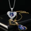 Necklaces Hip Hop Memorial Jewelry Micro Inlaid Zircon Pendent Flip Love Heart Custom Photo Pendant Necklace
