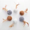 Toys Cat toy plush ball with feathers interactive fun chase pet supplies