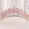 Jewelry DIEZI Sweet Green Pink Opal Crystal Crown Bridal Headwear Hair Accessories Elegant Queen Tiaras Girls Wedding Dress Headbands