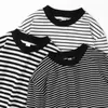 VERSMA Korean Ulzzang Harajuku Black White Striped T-shirt Men Unisex Oversized Long Sleeve Couple Tee Shirts Women Drop 240409