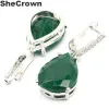 Oorbellen Hot verkopen Big Drop 18x13mm Echte groene smaragd voor meisjes Dagelijkse slijtage 925 Silver Ring Oorringen Hanger