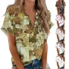 BLUSIÓN DE LA CAMISA FURANA BLUSIÓN FLORAL Botón Floral Manga corta Collar de solapa de moda de vacaciones Fit Summer Tops 2024