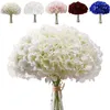 Fausse verdure florale Hortensia Fleurs de soie de soie complète Hortensia Flowers Artificiel pour la décoration de magasin de fête de mariage 10pcs T240422