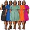 Work Dresses 2 Piece Skirt Set Women Outfits Summer Lotus Leaf Sleeve V-neck Lace Up Crop Top And Pocket Suit Two Plus Size Sets