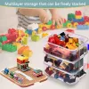 Bins Building Blocks Toys Lagring Box For Lids Brick Shaped Plastic Kids Bin Child Toy Containrar Sundries Stapble Organizer