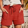 Dames shorts vrouwen zomermode hoge taille rechte been sport casual los met trekkoordzakken elastische band