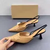 Casual Shoes Traf Convex Relief Low Heels 2024 Summer Pointed Toe Sandals Slingbacks For Women Concise Khaqi Black Woman's Stilettos