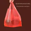 バッグ50pcsレッドビニール袋スーパーマーケット食料品ギフトショッピングバッグハンドル付きベストバッグキッチンストレージクリーンガベージバッグ