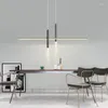 Chandeliers Modern Minimalist Creative Designer For The Dining Room Table Bar Lamp Straight Pendant Cylindrical Lights In Re