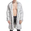 メンズトレンチコート冬のロングジャケットフェイクウール温かいコートターンダウンカラー厚いジャケット屋外風の蒸気な蒸気を男性用