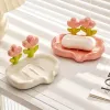 Piatti creativo fiore decorazioni floreali piatti auto drenaggio porta sapone non scaletta grassa piantatina di plastica rastrellino accessori per bagno