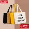 Tassen 5 stks Persoonlijke aangepaste dames handbag linnen canvas tas met bedrukt logo aanpassen uw foto boodschappentas diy handschoudertas