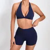 Ensembles actifs yoga d'été ensembles femmes sexy licou sport sport soutien-gorge hauts shorts en ruisseaux de tracksuit de fitness