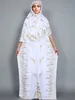 Dubai Abaya para mulheres Vestido de algodão curto de verão de verão estampando Lady Maxi Islam African Dress com cachecol grande 240422