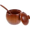 Ensembles de vaisselle 1 set en bois Saline Sésières Saisie pot Jar Condiment de cuisine Pot de rangement avec cuillère