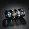 Bandas Fashion Punk Style Gear Rotating Anxiety Andget Anillo de titanio Cadena de acero Rings para hombres Joyería de fiesta de bodas de Biker Rock