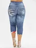 Plus-Größe Kleider plus Größe übergroßer Frauen Sommer-Denim Leggings Ladies Casual Mode hochwertige Hosen für weibliche Kleidung XL-4xl 2023 Y240422