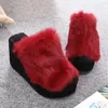 Slippers Femmes Fashion Fluffy Furry Platform Corporèmes hauts High Toe Toe Automne Ouromne Tiches extérieures Hauteur Chaussure croissante Chaussures