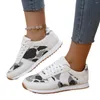 Casual Shoes Sports For Women Thick Sole Leopard Pattern Lace Up Sneaker Large Size Low Top Running Zapatillas