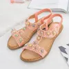 Casual Shoes Summer Women 1.5cm Platform 2cm Wedges Low Heels Roman Sandals Lady Large Size Colorful Pearl Woman Soft Leather Prom