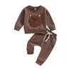 Одежда наборы для малыша Baby Girl Boy Boy Spring Fall Bear Bear Plush Вышивка с печеночной вышивкой с наряд с длинным рукавом с длинным рукавом.