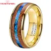 Rings 8mm Tungsten Carbide Engagement Rings for Men Women Wedding Band Fashion Jewelry Blue Opal Whisky Barrel Inlay Domed Comfort Fit