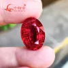 BEADS GRC THAILAND CUTO O POMBOLA BLOOD RED LAB RECURADO RUBY STEME OVEM GEM STENA com rachaduras e inclusões