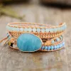 Bangle exclusieve wrap armbanden sieraden handgemaakte natuursteen kristallen leer wrap armband statement manchet armbanden armbanden geschenken