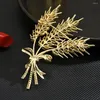 Brooches Luxury Brooch For Women Gold Color Wheat Zircon Inlaid Pin Clothing Catwalk Accessories Jewelry Wedding Bridesmaid Gift