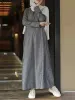 Roupas 2023 ZANZEA Vintage casual listrado feminino vestido de sunira muçulmana Abaya Turquia de manga longa Kaftan vestidos