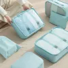 Sacs 6 / 7pcs Cube d'emballage de bagages de grande capacité pour valise de valise de voyage Vêtements Cosmetic Rangem Rangement Sac de toilette Pouche