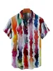 5XL Hawaiian Mens Shirt Colourful Striped Camisa Short Sleeve Shirts For Men Casual Top Oversized Tee Clothing 240411