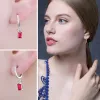 Boucles d'oreilles JewelryPalace Classic 1.2ct Cut Emerald Créé Ruby Ruby 925 Boucles d'oreilles en argent sterling pour femme Gift d'anniversaire