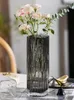 Wazony kwiat kwadratowy stół domowy przezroczysty hydroponiczny nowoczesny prosty układ dekoracji szklanej wazon pionowy