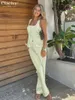 Женские брюки с двумя частями Clacive Sexy Slim Green Satin 2 Set Women Outfit 2024 Summer Dooveless Mank с высокой уличной одеждой с высокой талией