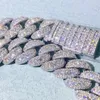 18 mm hoogwaardige luxe mode ketting buste naar beneden Iced Moissanite Silver Miami Cuban Link Chain Men