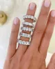 Groupes 2021 Nouveaux arrivants Luxury Princess Emerald Coup Silver Color Eternity Band Band For Wedding Women Party Gift Bijoux