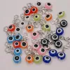 Bracelets 50pcs/lot Blue Evil Eye Charm Colorful Evil Eye 10mm Beads Dangle With Lobster Clasp Fit Charm bracelets Jewelry Making