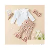 Ensembles de vêtements 0-24m filles nouveau-nés des vêtements de floral tenues de poignée à manches volants 3 pcs d'automne de printemps