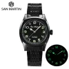 Montres San Martin 38 mm Design original DLC Placing noir Vintage Sports Simple Military Style Classic Luxury Men Mechanical Watch 10bar