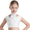 Roupas conjuntos infantil garotas de dança lírica moderna ginástica de balé de ginástica de patinação de dança sem mangas de strol