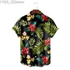 Men's Shirts Tropical Flower Social Retro Plus Size Mens T-shirt 3D Haian Short sleeved Shirt Summer Top Camisas yq240422