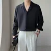 Camicia per texture per il tempo libero di lusso da uomo camicie a maniche lunghe per uomo a maniche lunghe per uomini abiti coreani 240409