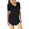 Camicie da donna femminile elastiche da donna top elegante-scollo a v-collo con maniche corte t-shirt casual in forma per estate solide streetwear