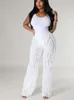 WJFZQM Women Wavy Seethrough Highwaisted Wideleg Pants Streetwear Street Style Loose Female Casual Long Trousers 240410