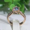 Anelli a grappolo 585 Anello nuziale in oro viola di lusso Shining Shinding Diamond Engagement per donne placcate gioielli rosa 14k regolabili