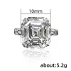 Bande Huitan Asscher Crystal Cubic Zirconia Rings for Women Fashion Wedding Engagement Bande Female Ring Anniversary Party Hot Jewelry