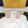 Fashion gold Plated stud earrings Letter Designer for women party wedding Crystal Rhinestone Earrings gift jewelry engagement with box